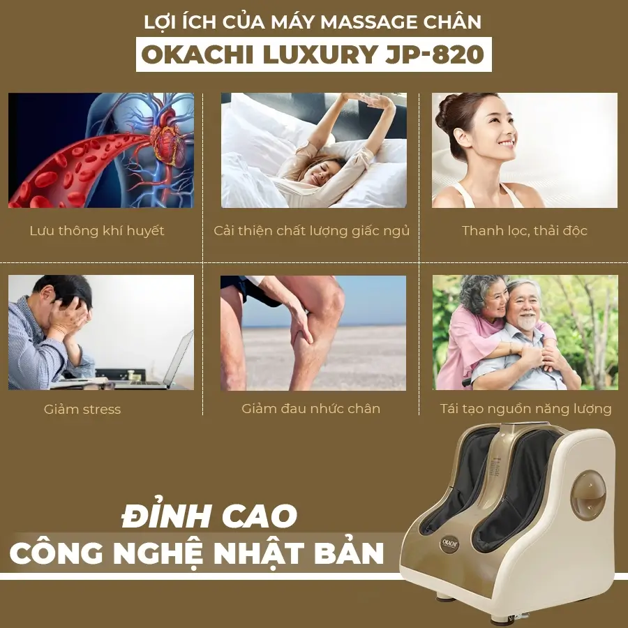 Máy massage chân Nhật Bản OKACHI JP-820 (4 motor)