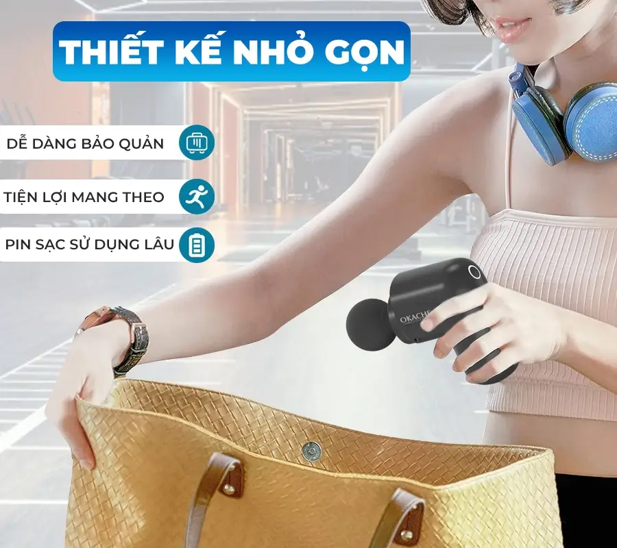 Súng massage cầm tay OKACHI JP-G3 có đầu nóng (đen)