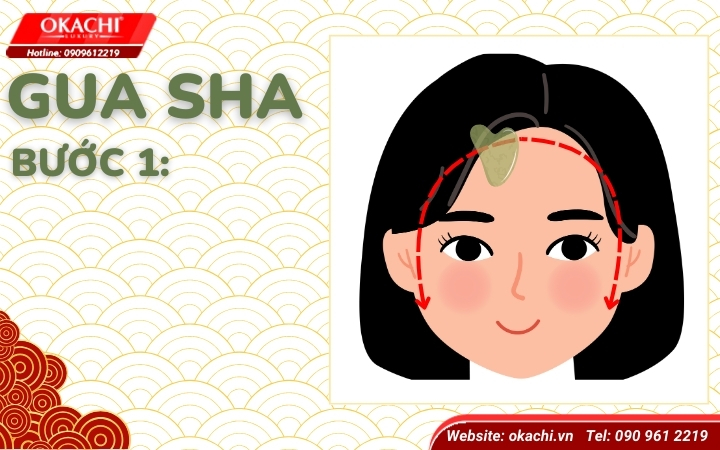 Bước 1 - Cạo gió mặt gua sha
