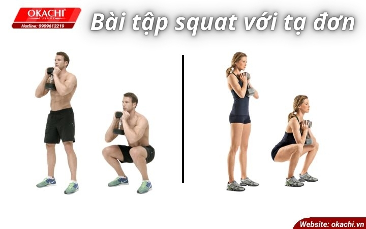 Bài tâp squat với tạ đơn