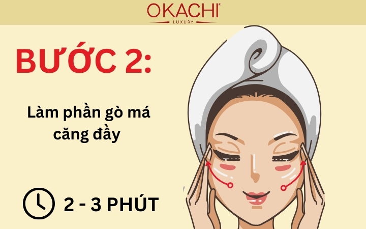 Bước 2: Làm phần gò má căng đầy
