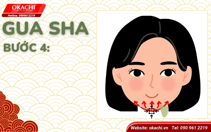 Bước 4 - Cạo gió mặt gua sha