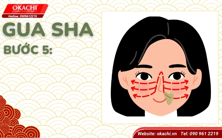 Bước 5 - Cạo gió mặt gua sha