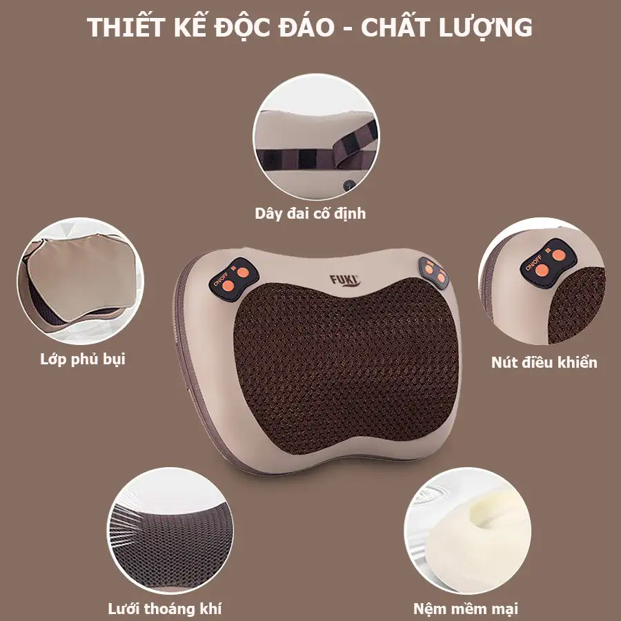 Gối massage hồng ngoại Fuki FK-560 (tuỳ chỉnh tốc độ)