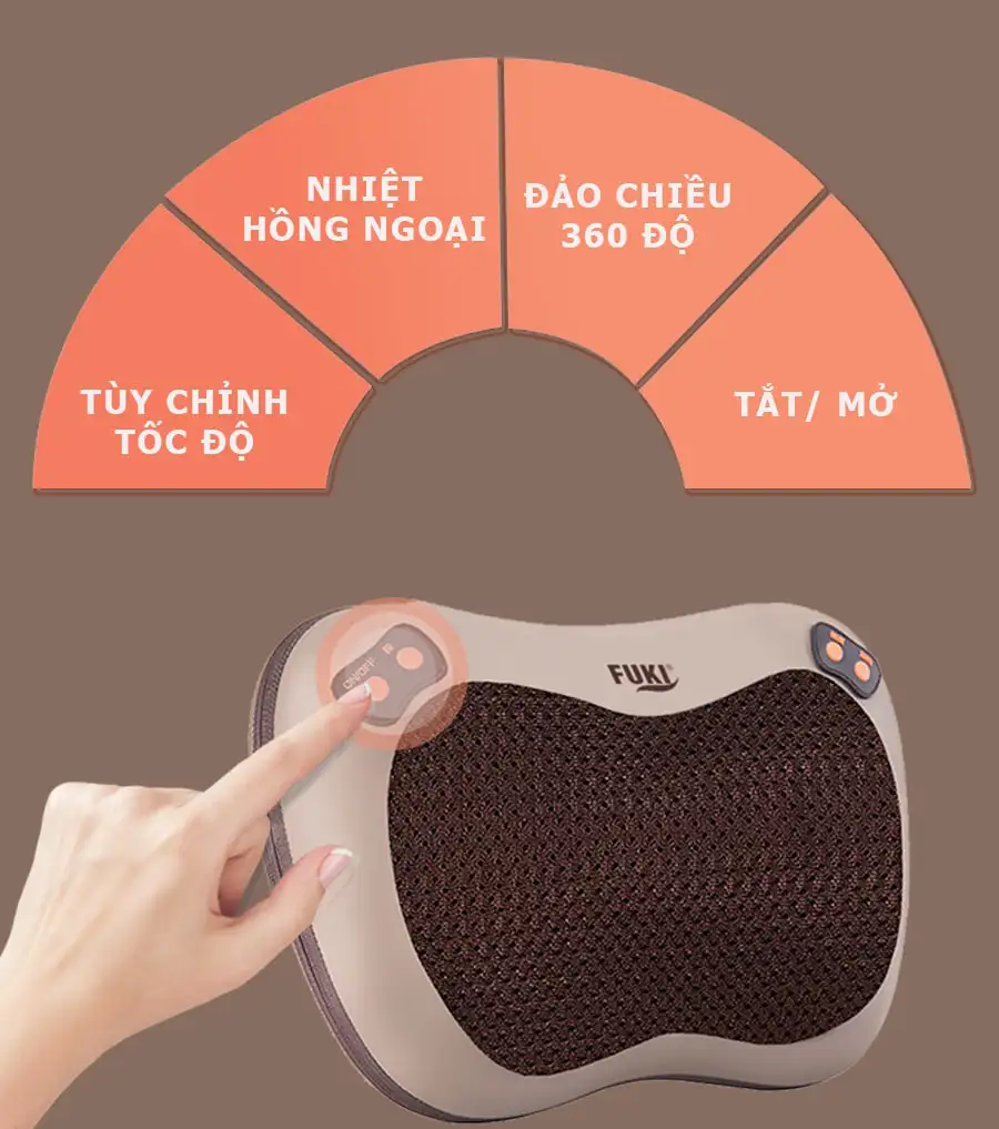 Gối massage hồng ngoại Fuki FK-560 (tuỳ chỉnh tốc độ)