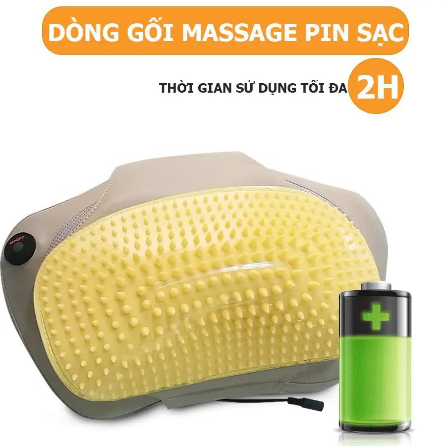 Gối massage hồng ngoại đau vai cổ lưng Shiatsu OKACHI JP-568E (Pin sạc)