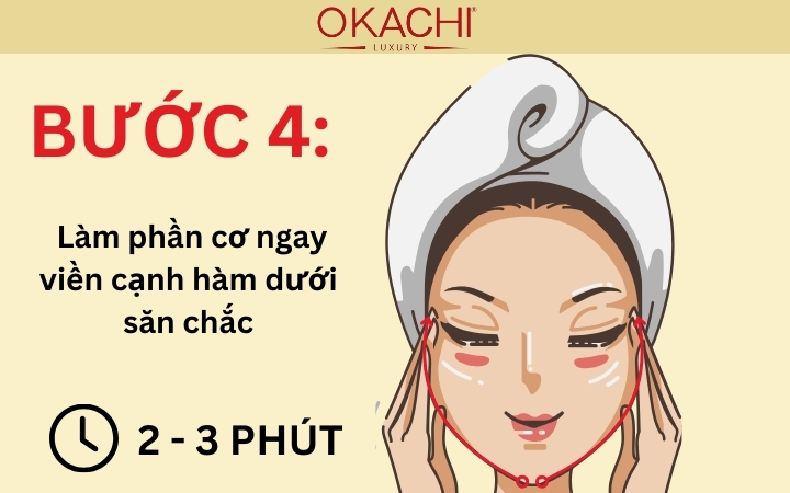 Bước 4: Làm phần cơ ngay viền cạnh hàm dưới săn chắc