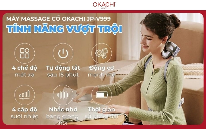 Máy massage vai cổ gáy OKACHI JP-V999 (Cao cấp)
