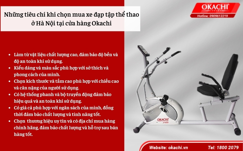 Tiêu chí khi xe đạp tập thể dục Hà Nội tại okachi