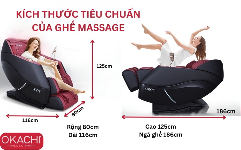 Kích thước tiêu chuẩn về ghế massage