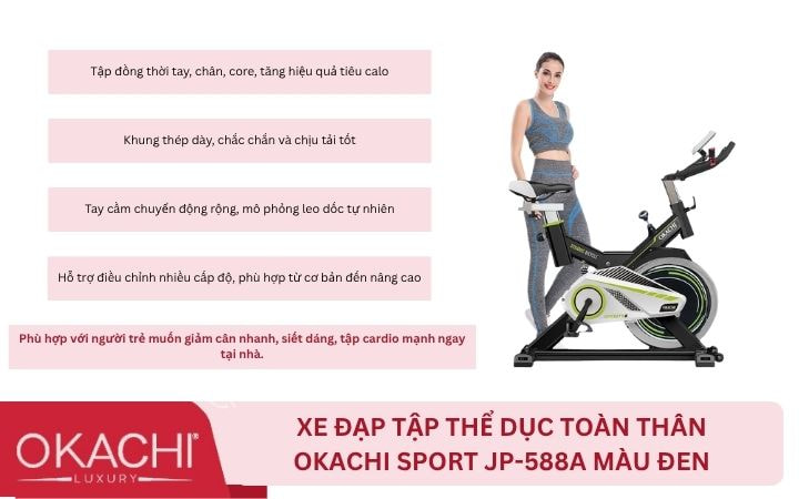 Xe đạp tập thể dục toàn thân màu đen