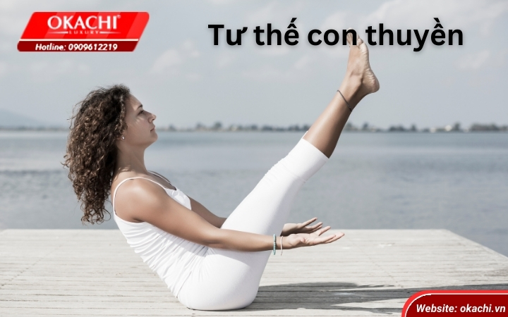 Bai yoga giam mo bung duoi cho nu Tu the con thuyen