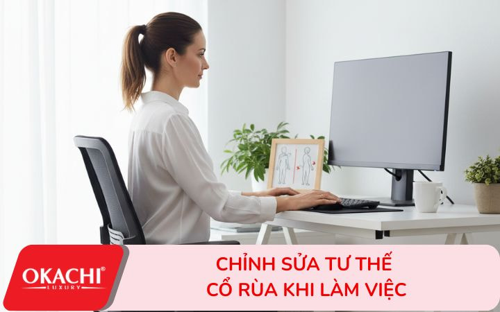Chỉnh sửa tư thế cổ rùa khi làm việc