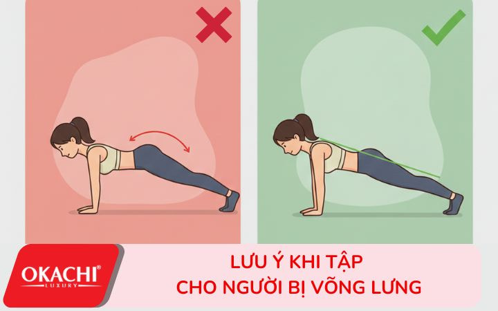 Lưu ý khi tập cho người bị võng lưng