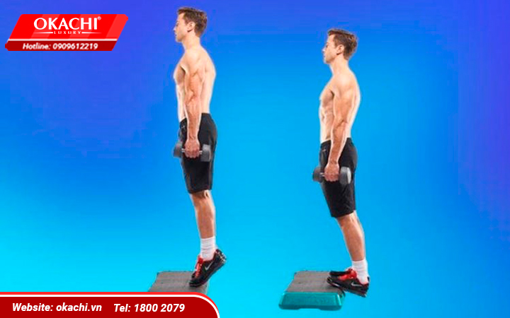 Bài đứng thẳng nhún chân với tạ