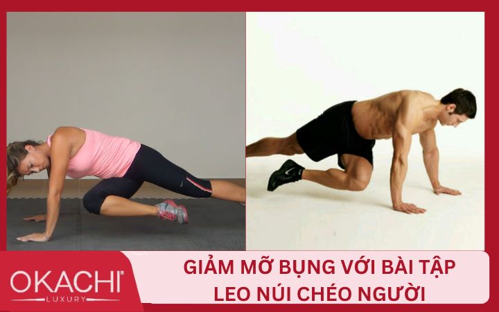 Tập thắt eo với động tác leo núi chéo người
