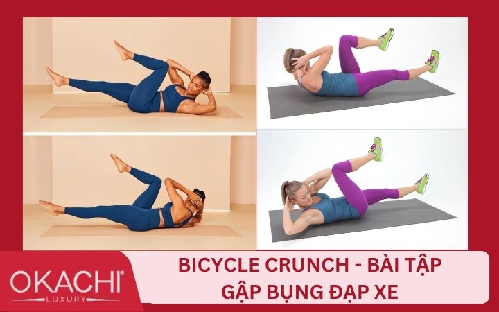 Bài tập eo thon với động tác gập bụng đạp xe