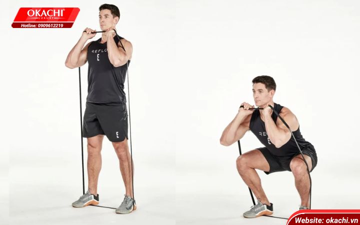 bài tập với dây kháng lực Banded Squats