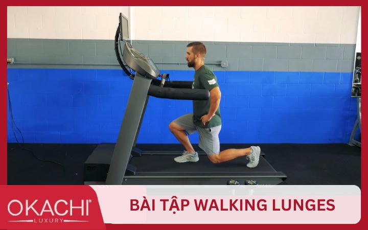Bài tập Walking Lunges trên máy chạy bộ