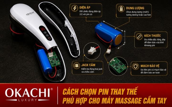 cách chọn pin thay thế phù hợp cho máy massage cầm tay