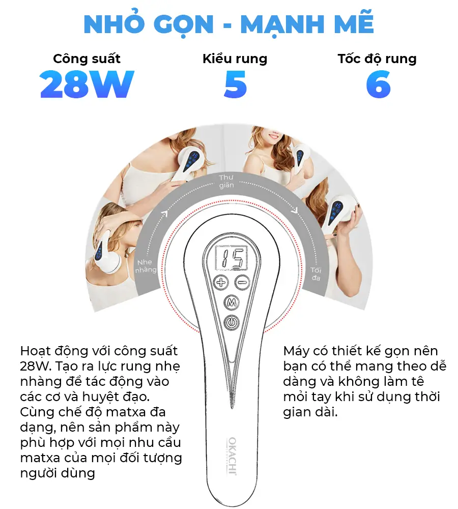 Máy massage cầm tay pin sạc OKACHI JP-519E