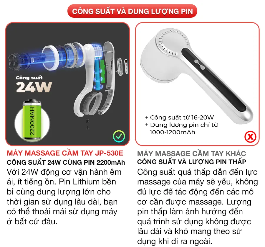 Máy massage cầm tay Body OKACHI LUXURY JP-530E Pin Sạc 