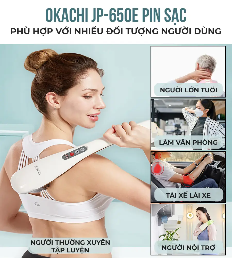 Máy massage cầm tay pin sạc OKACHI JP-650E
