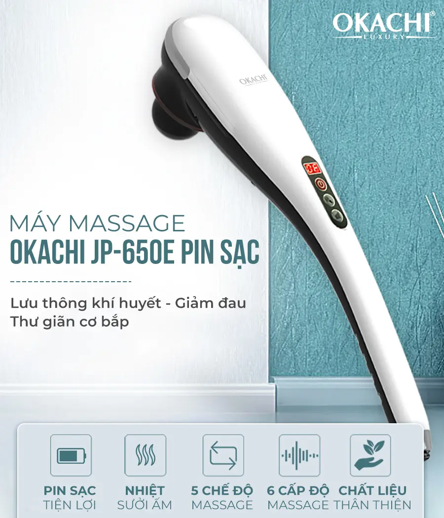 Máy massage cầm tay pin sạc OKACHI JP-650E