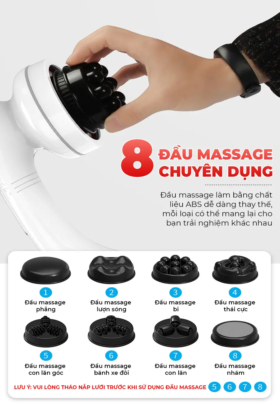 Máy massage cầm tay Body OKACHI LUXURY JP-530E Pin Sạc (Trằng đen)
