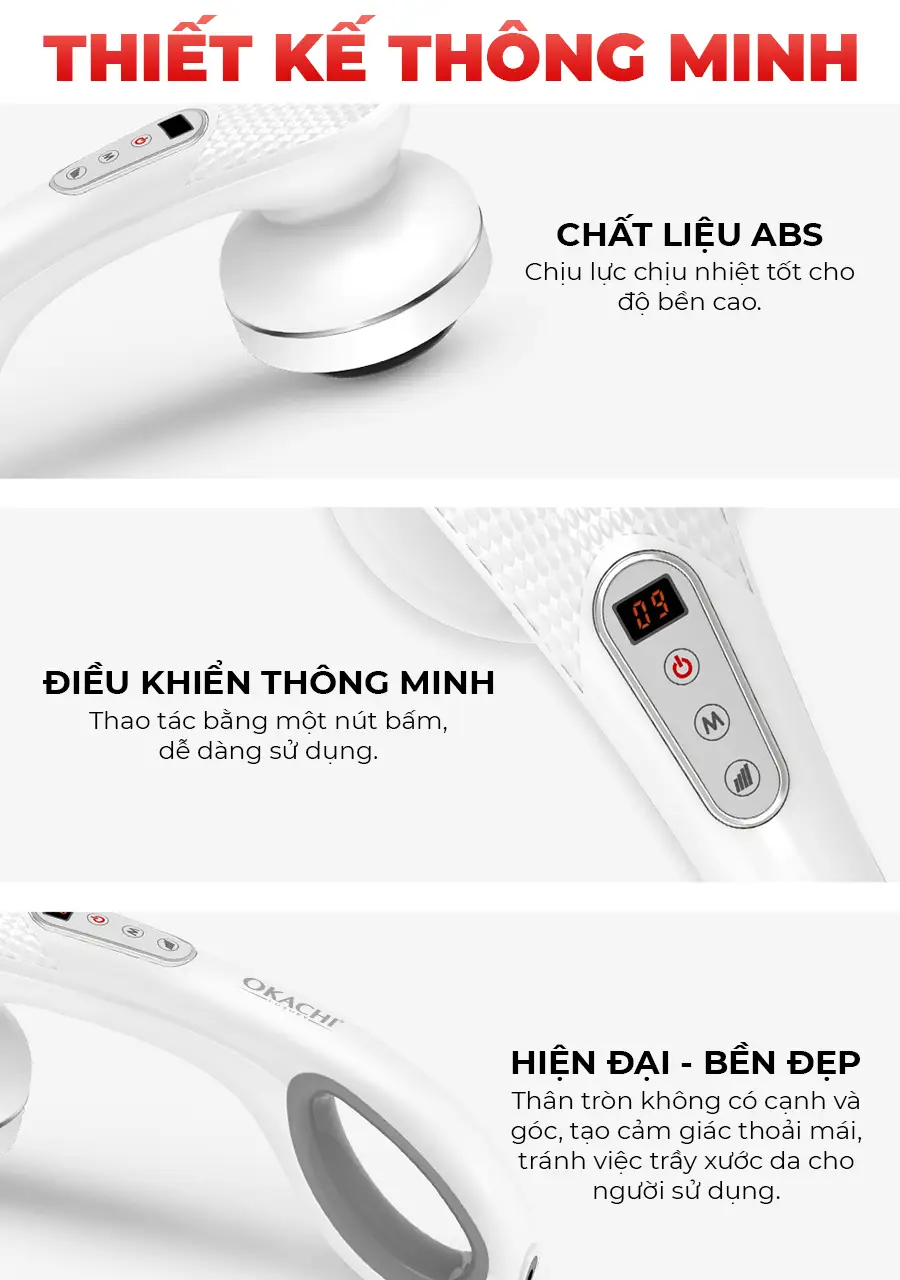 Máy massage cầm tay Body OKACHI LUXURY JP-530E Pin Sạc (Trằng đen)
