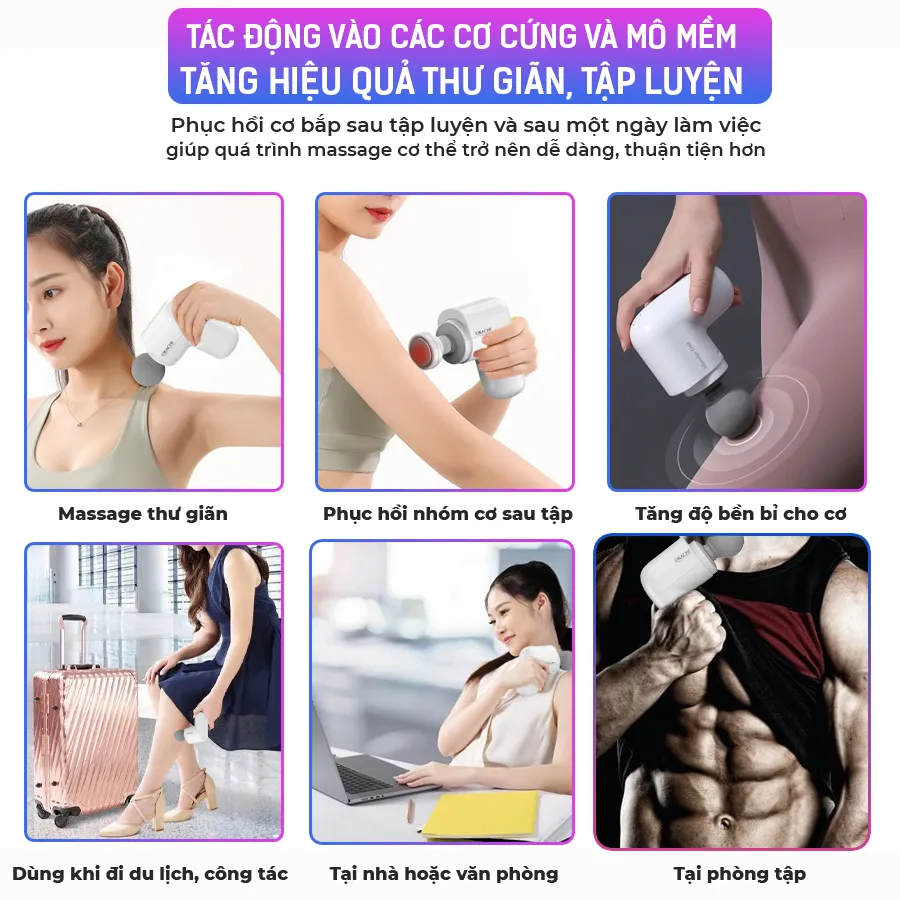 Súng massage cầm tay có đầu nóng OKACHI JP-G3 (trắng)