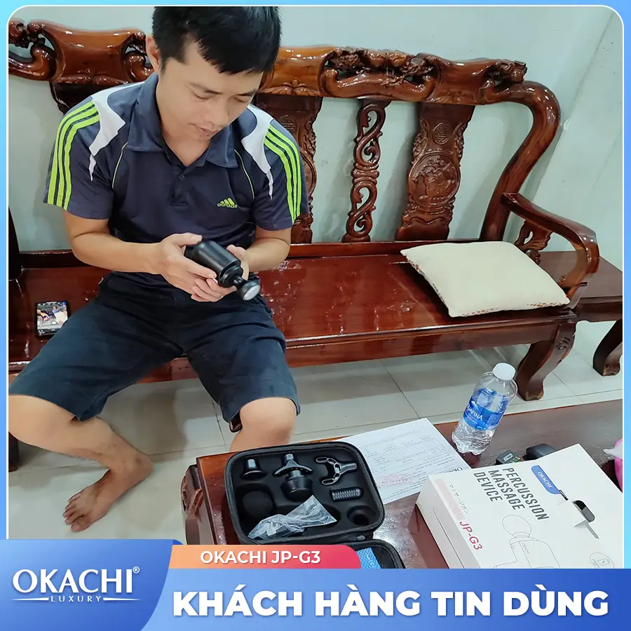 Súng massage cầm tay OKACHI JP-G3 có đầu nóng (đen)