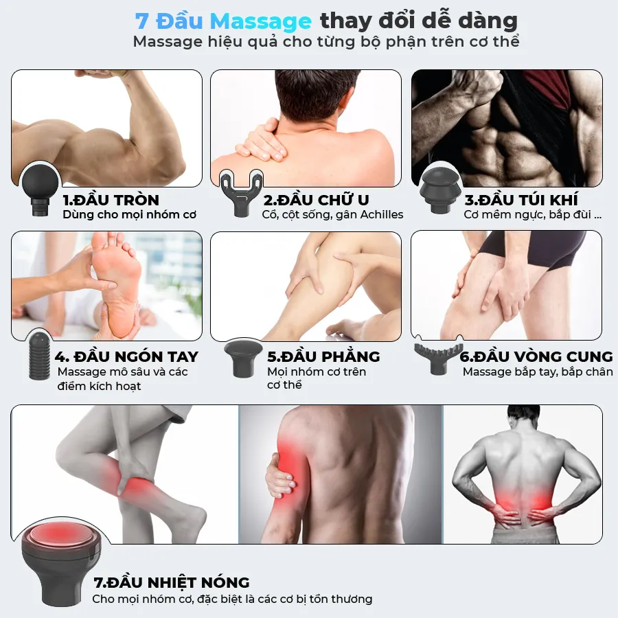 Súng massage cầm tay OKACHI JP-G3 có đầu nóng (đen)