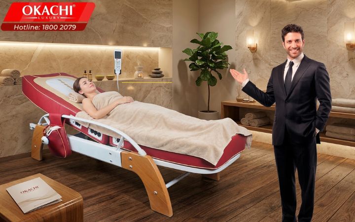 khách hàng trải nghiệm giường massage