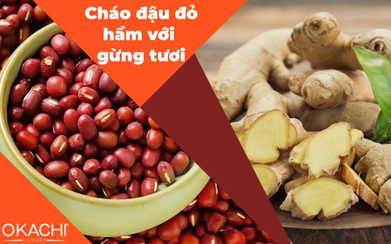 Cháo đậu đỏ hầm với gừng tươi