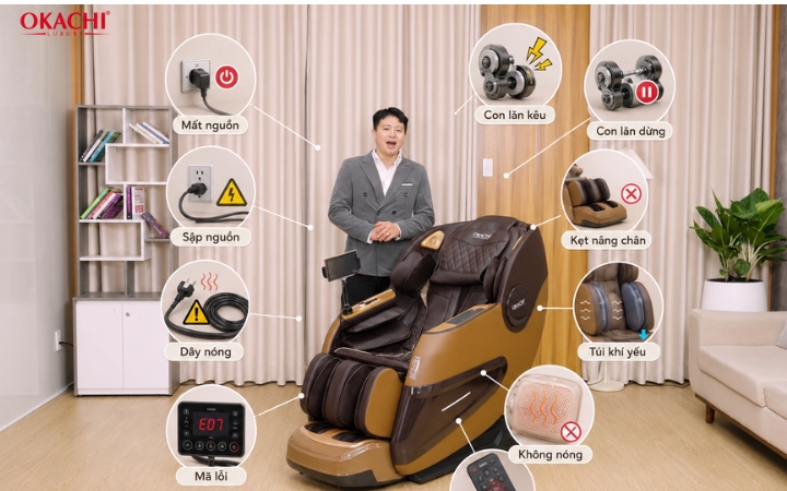 Lỗi thường gặp trên ghế massage và cách khắc phục AN TOÀN sản phẩm OKACHI
