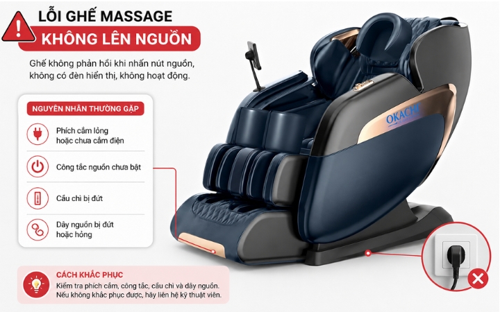 Lỗi ghế massage không lên nguồn