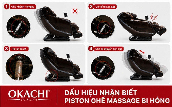 Dấu hiệu piston ghế massage bị hỏng và rỉ sét