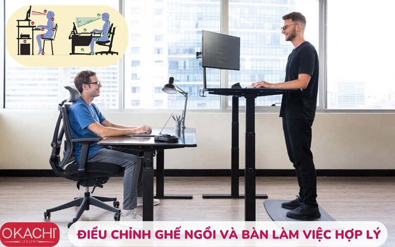 điều chỉnh ghế ngồi và bàn làm việc hợp lý