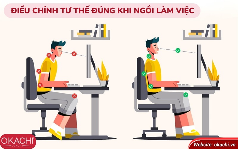 điều chỉnh tư thế ngồi làm việc