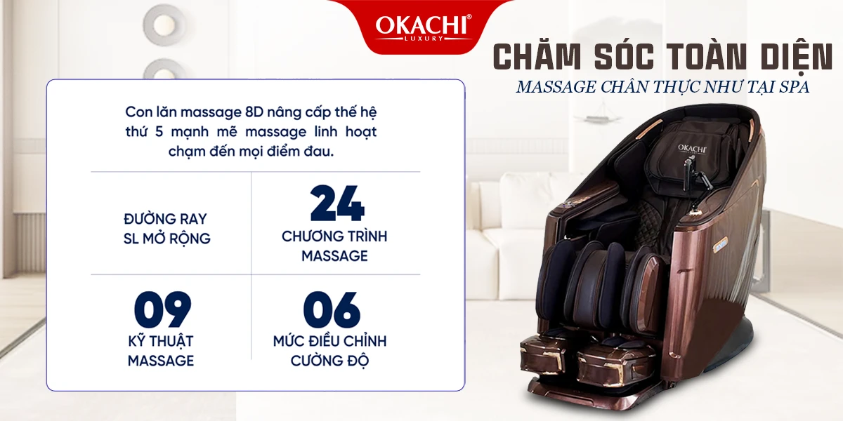 GHẾ MASSAGE OKACHI IHOCO IH-1198 MÀU NÂU