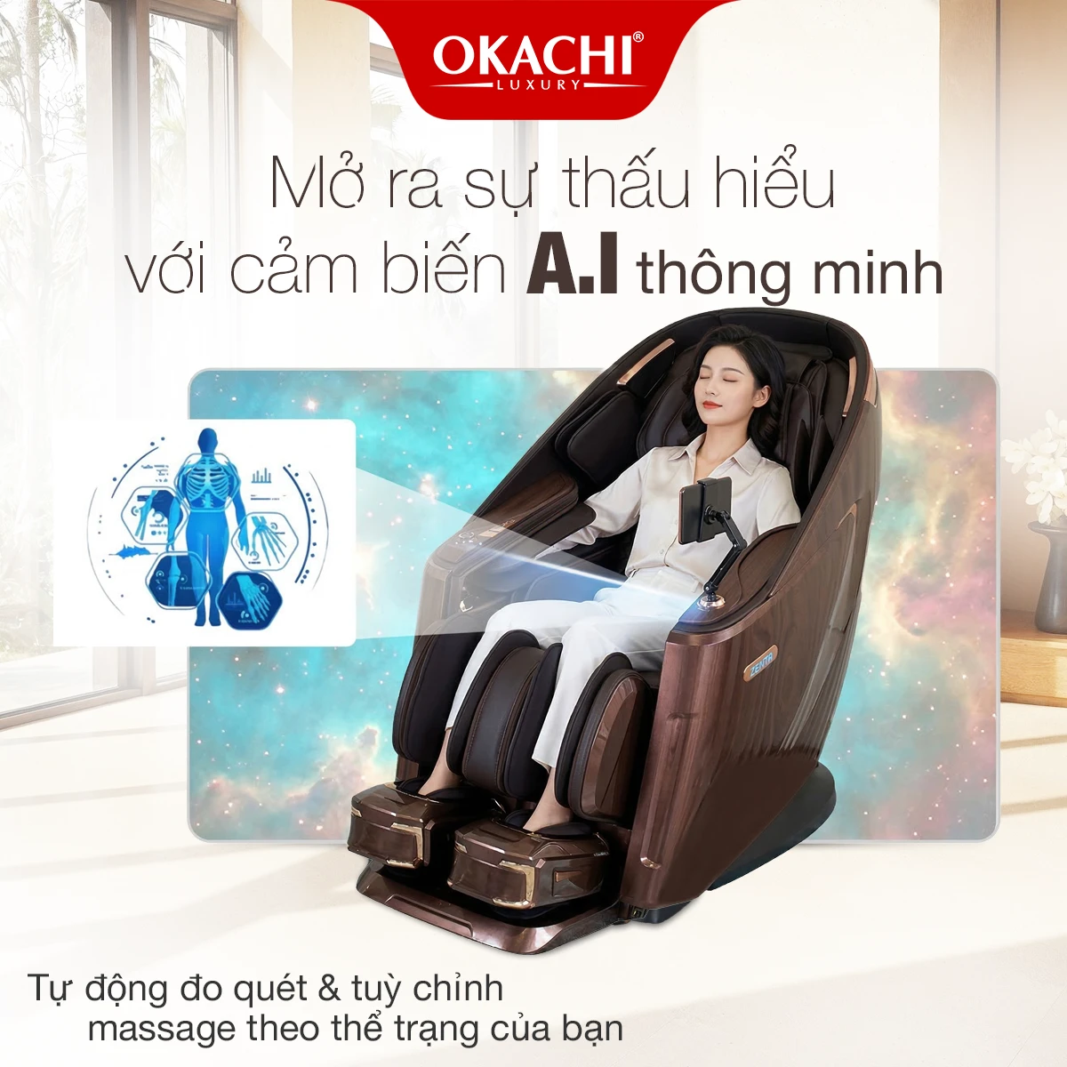 GHẾ MASSAGE OKACHI IHOCO IH-1198 MÀU NÂU