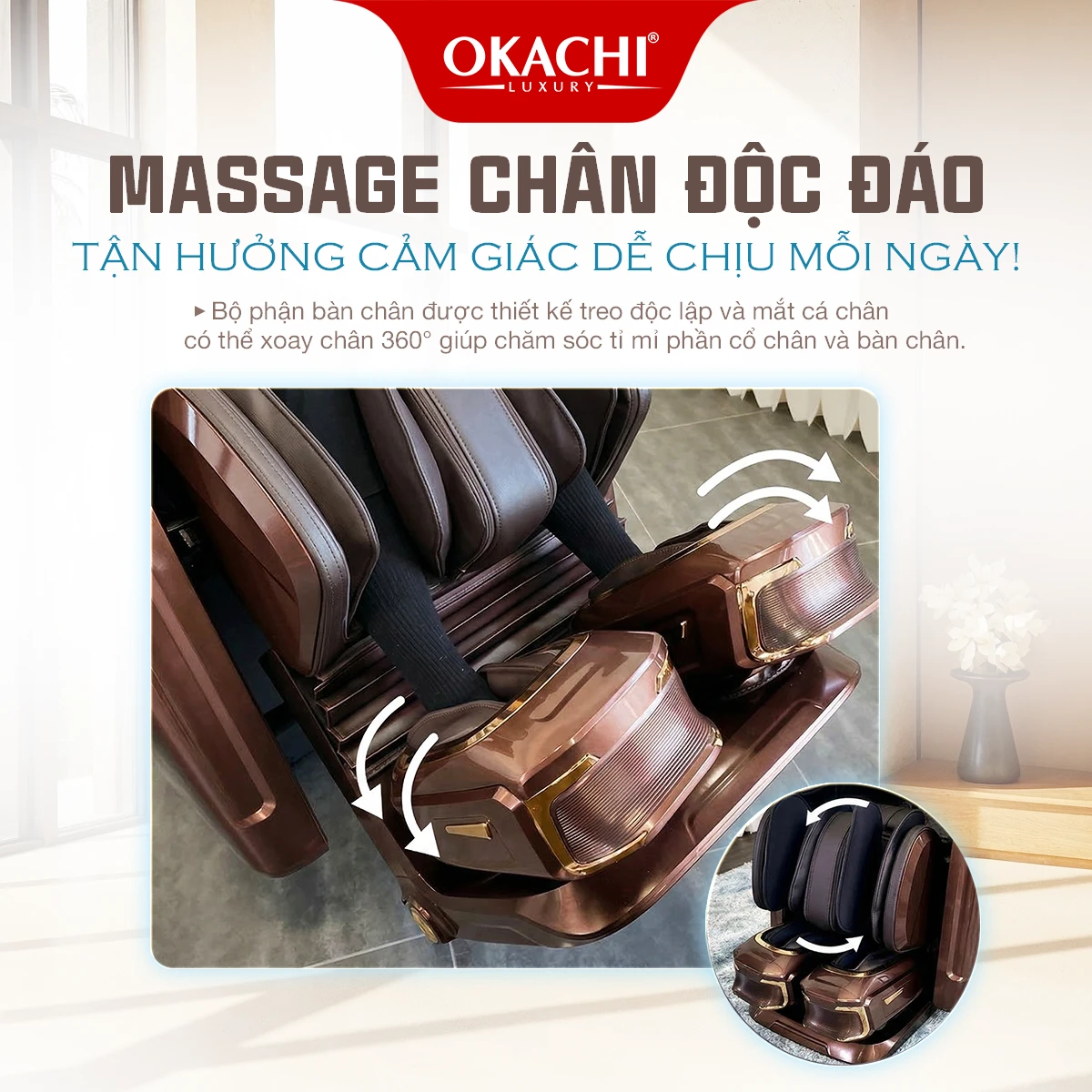 GHẾ MASSAGE OKACHI IHOCO IH-1198 MÀU NÂU