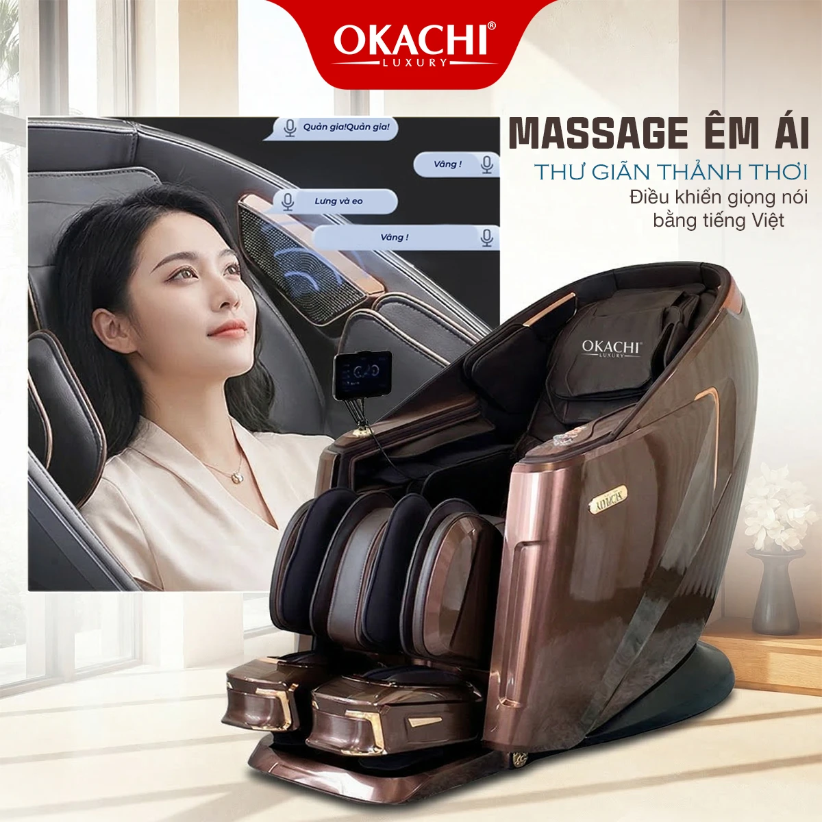 GHẾ MASSAGE OKACHI IHOCO IH-1198 MÀU NÂU