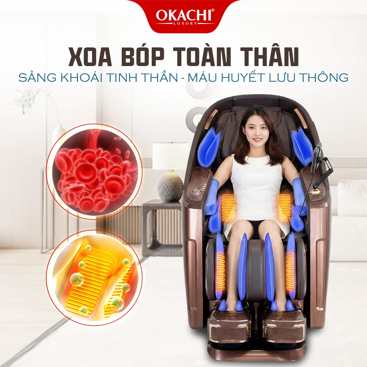 GHẾ MASSAGE OKACHI IHOCO IH-1198 MÀU NÂU
