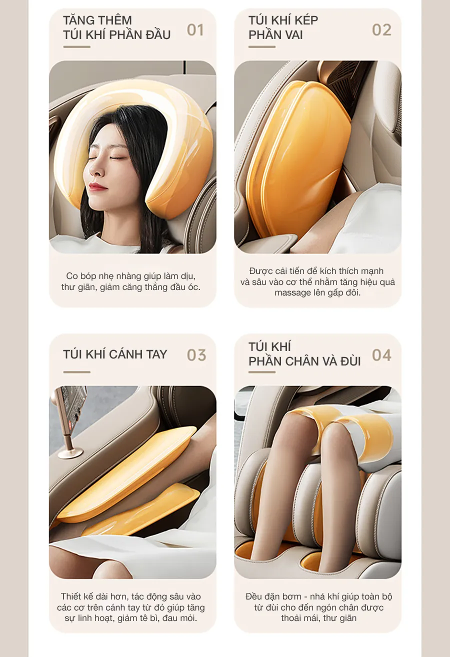 Ghế Massage Toàn Thân OKACHI LUXURY JP-368 (trắng nâu)