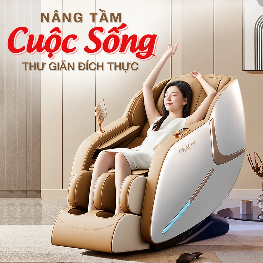Ghế Massage Toàn Thân OKACHI LUXURY JP-368 (trắng nâu) model
