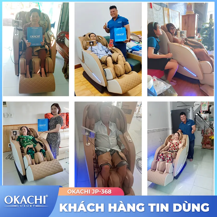 Ghế Massage Toàn Thân OKACHI LUXURY JP-368 (trắng nâu)