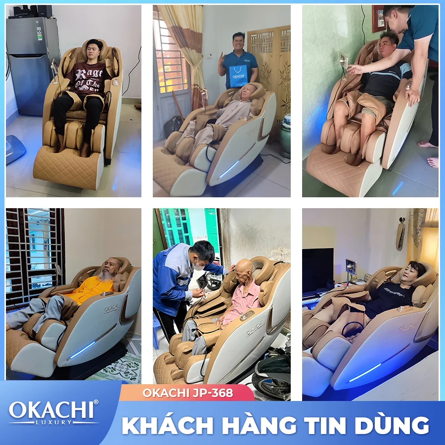Ghế Massage Toàn Thân OKACHI LUXURY JP-368 (trắng nâu)