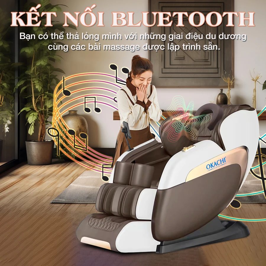 Ghế Massage Toàn Thân OKACHI LUXURY JP-388 (trắng nâu)